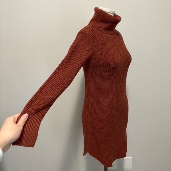 Aritzia Wilfred Free Bianca Dress Sweater Dress Size XXS Rust Red Merino Wool - Picture 5 of 14
